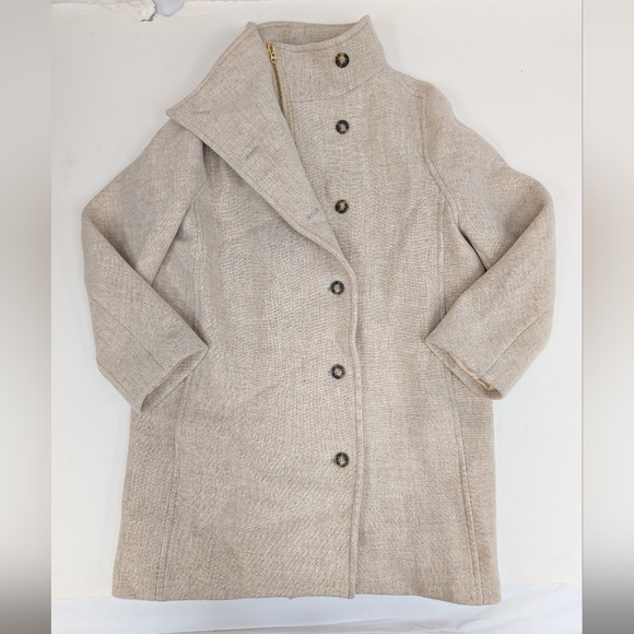 J. Crew Jackets & Blazers - J Crew Italian Stadium Cloth Nello Gori Cream Gold Wool Winter Villa Coat Size 8